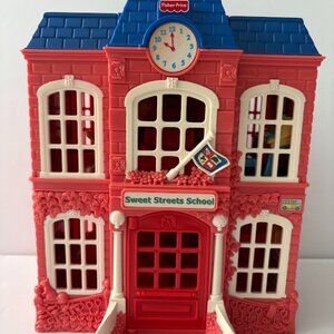 Vintage Fisher Price Sweet Streets School House Dollhouse Pretend Play
